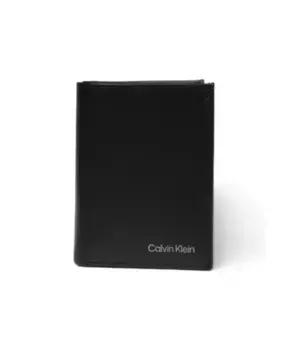 Гладкий кошелек двойного сложения с отделением для монет Calvin Klein, черный