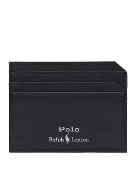 Гладкий кожаный картхолдер Polo Ralph Lauren, черный