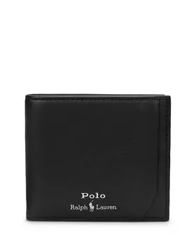 Гладкий кожаный кошелек Billfold Polo Ralph Lauren, черный
