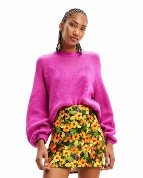 Гладкий прозрачный свитер Desigual, фуксия