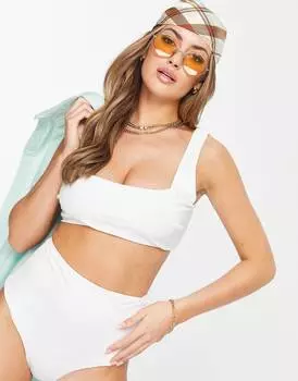 Гладкий укороченный бикини-топ белого цвета ASOS DESIGN Fuller Bust в сочетании друг с другом