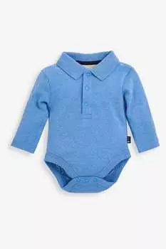 Гладкое боди-рубашка-поло с длинными рукавами JoJo Maman Bb, синий