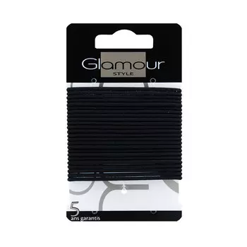 Glamour, Резинки для волос тонкие, Черный, 24 шт