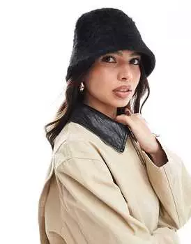 Гламурная структурированная панама черного цвета