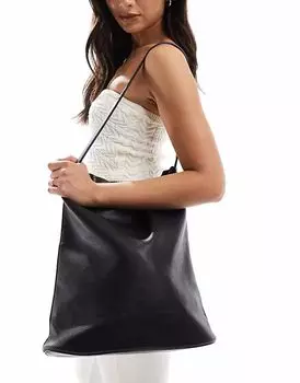 Гламурная сумка-тоут через плечо с карманом в черном цвете