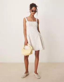 Гламурное мини-платье в стиле корсета с розовым мелким цветочным узором Glamorous