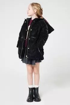 Гламурное стеганое пальто с сердечками для девочек River Island, черный