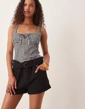 Гламурные черные трикотажные шорты черного цвета Glamorous