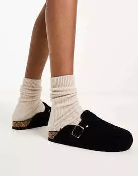 Гламурные черные туфли-мюли Тедди Glamorous