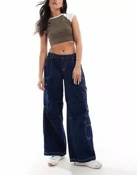 Гламурные джинсы Cargo цвета индиго Glamorous