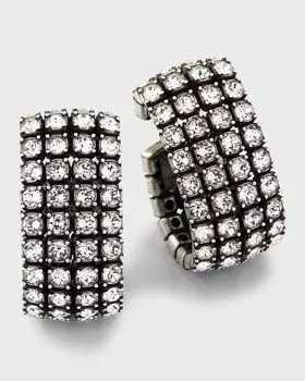 Гламурные каффы для ушей Balenciaga, цвет 1407 Ant Silver/Crystal