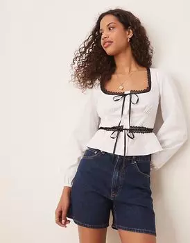 Гламурные топы с квадратным вырезом в белом и черном цвете Glamorous