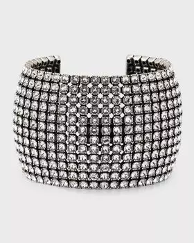 Гламурный браслет-манжета Balenciaga, цвет 1407 Ant Silver/Crystal