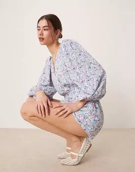 Гламурный комбинезон с длинными рукавами в сиренево-голубой меланжевый цвет Glamorous