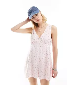 Гламурный кремово-красный комбинезон с v-образным вырезом Glamorous