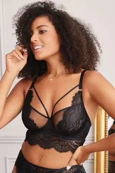 Гламурный кружевной бюстгальтер на косточках Next, черный