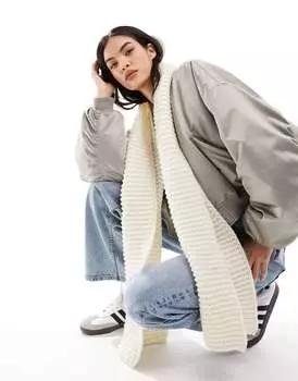 Гламурный шарф крупной вязки кремового цвета Glamorous