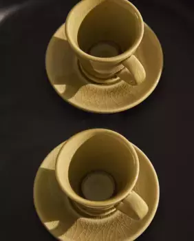 Глазурованная керамическая чашка для эспрессо с блюдцем Zara Home, зеленый