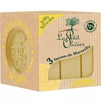 Глицериновое мыло Le Petit Olivier Marseille 3 x 100 г — упаковка из 3 шт.