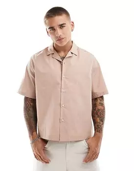 Глинисто-коричневая рубашка ASOS DESIGN свободного кроя и воротником с лацканами