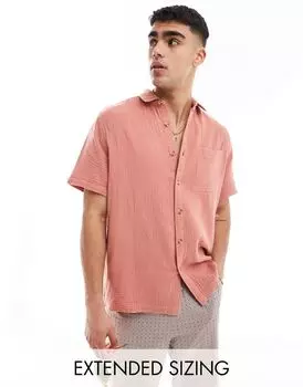Глиняно-розовая рубашка свободного кроя с короткими рукавами ASOS DESIGN