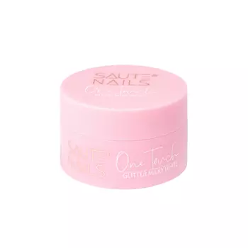 Глиттер молочно-белый строительный гель, 50 г Saute Nails One touch, цвет glitter milky white