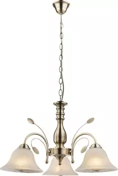 Globo Lighting Luster металл старая латунь, стекло, белый, кабель ПВХ шампань, : 570 мм, В: 1000 мм, без 3x E27 60 Вт 230 В, бронза