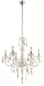 Globo Lighting Lustre хромированный металл, белый, белые акриловые кристаллы, : 670 мм, В: 1660 мм, без 6x E14 40 Вт, 230 В., серебро