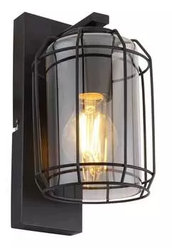 Globo Lighting настенный светильник металл черный матовый, стекло дымчатое, металл черный матовый, направление света: вниз, ШхВ: 130х250мм, AL: 165мм, без 1x E27 60Вт 230В