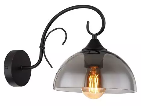 Globo Lighting настенный светильник металлический черный матовый, стекло дымчатое, направление света: вниз, ШхВ: 200x220мм, AL: 340мм, без 1x E27 40Вт 230В
