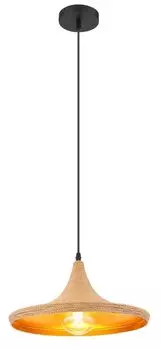 Globo Lighting подвесной легкий металл, черный матовый, алюминий золотого цвета, коричневый текстиль, абажур снаружи покрыт шнуром, : 365 мм, В: 1400 мм, без 1x E27 40 Вт 230 В.