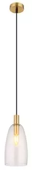 Globo Lighting подвесной легкий металл цвета латуни, латунь-алюминий, прозрачное стекло, черный кабель ПВХ, высота может быть укорочена, регулируется по высоте, направление света: вниз, : 140 мм, В: 1200 мм, без 1x E14 40 Вт 230 В