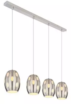 Globo Lighting подвесной светильник из матового никеля, металл матовый никель, прозрачные акриловые кристаллы, декоративная перфорация, ДxШxВ: 900x150x1200 мм, без 4x E27 40 Вт 230 В., черный