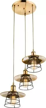 Globo Lighting подвесной светильник из металла цвета бронзы, состаренная латунь, кабель ПВХ цвета шампанского, : 330 мм, В: 1550 мм, без 3x E27 60 Вт 230 В., бронза