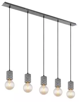 Globo Lighting подвесной светильник металл серебро, антик, алюминий серебристый металлик, без плафонов, крышки с рифлеными розетками, ДхШхВ: 1150х100х1200мм, без 5x E27 60Вт 230В