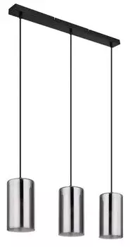 Globo Lighting подвесной светильник металлический черный матовый, стекло дымчатое, высоту можно укоротить, ДхШхВ: 630х110х1200мм, без 3x E14 25Вт 230В
