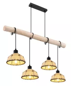 Globo Lighting подвесной светильник металлический черный матовый, бежевый текстиль, пенька, черный ПВХ кабель, кабель для обматывания, ДxШxВ: 850x180x1200мм, без 4x E27 60Вт 230В