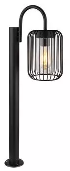 Globo Lighting уличный светильник из нержавеющей стали, матовый черный, пластик прозрачный, металлические стержни матовые черные, направление света: вниз, IP44, ДхШхВ: 300х160х800мм, без 1x E27 15Вт 230В
