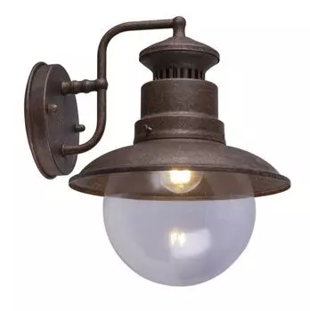 Globo Lighting уличный светильник стальной, цвета ржавчины, прозрачное стекло, направление света: вниз, IP44, ШхВ: 215х270мм, AL: 247мм, без 1x E27 60Вт 230В, белый