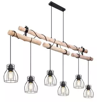 GLOBO подвесной светильник для столовой, подвесной светильник с деревянной балкой, подвесной светильник в стиле ретро 15326-6H Globo Lighting