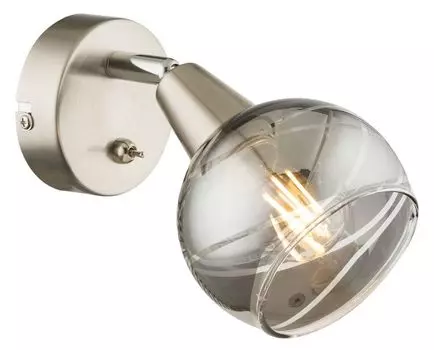 Globo Roman LED настенный точечный светильник матовый никель, дымчатый E14 с выключателем x10x15см Globo Lighting, серебро