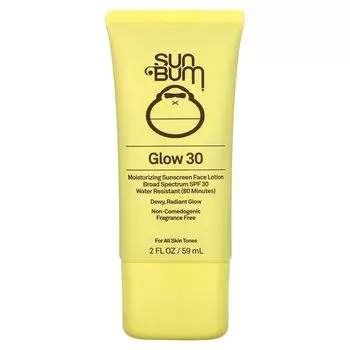 Glow 30, Увлажняющий солнцезащитный лосьон для лица, SPF 30, без отдушек, 2 жидкие унции (59 мл) Sun Bum