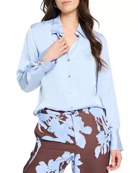 Глянцевая мятная рубашка NIC+ZOE, синий