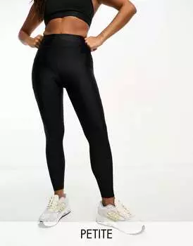 Глянцевые леггинсы для бега с завязкой на талии и карманом ASOS Petite Icon