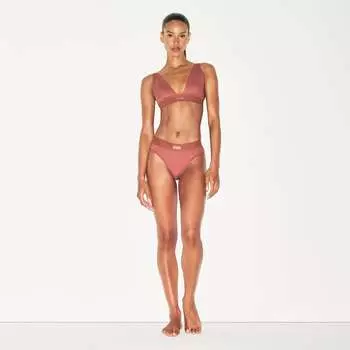 Глубокий бюстгальтер без косточек SKIMS COTTON RIB, цвет redwood