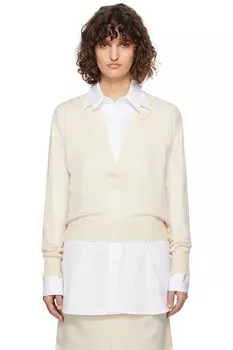 Глубокий ворот хенли прозрачный вязаный свитер Recto, цвет ivory