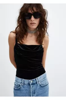 Глубокий воротник Velvet Body Mango, черный
