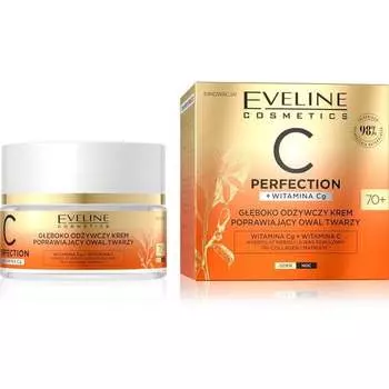 Глубоко питательный крем, улучшающий овал лица 70+, для дня и ночи 50мл Eveline Cosmetics C Perfection
