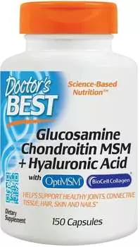 Глюкозамин Хондроитин OptiMsm Biocell Коллаген + Гиалуроновая кислота 150 капсул Doctor's Best Inna marka