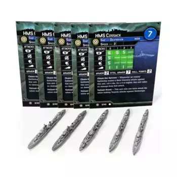 ГМС Казак (С) x5, Axis & Allies - Collectible Miniatures Game - War at Sea - Condition Zebra Singles